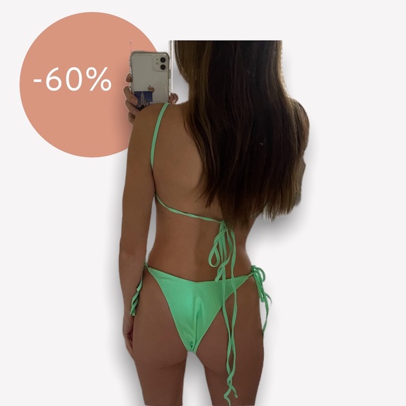 Bright Green Ruffle Bikini - Picture 3 of 4